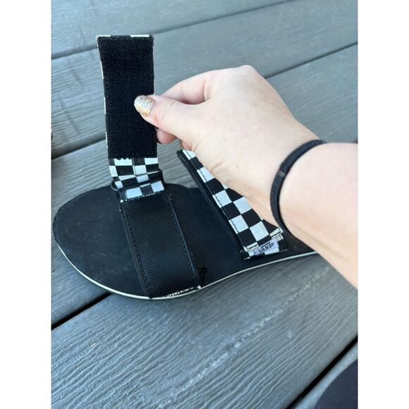 VANS Ultra Cush Black & White Checkered Velcro Strap Sandal Slides-Fits Size 8.5 - Picture 6 of 6